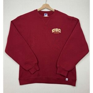 USC Alumni Red Russell Athletic Crewneck Sweatshirt Size Medium Embroidered Logo